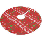 Dackel-Geweih-hässliches Weihnachtsmuster Polyester Weihnachtsbaumdecke (Schrägansicht)