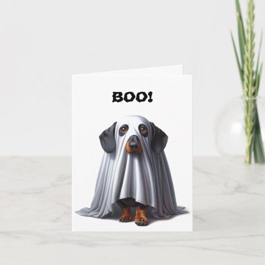 Dackel Ghost Halloween Card Karte (Vorderseite)