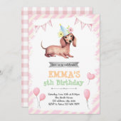Dackel Girl Party Einladung (Vorne/Hinten)