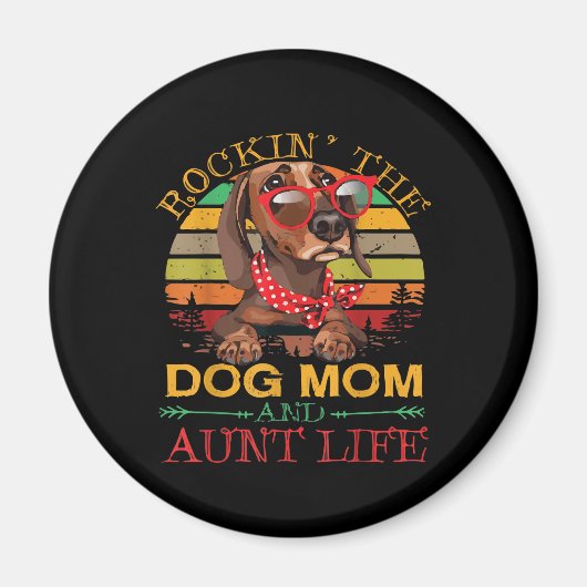 Dackel Glasses Rockin Hund Mama Geschenk für Tante Magnet (Vorne)