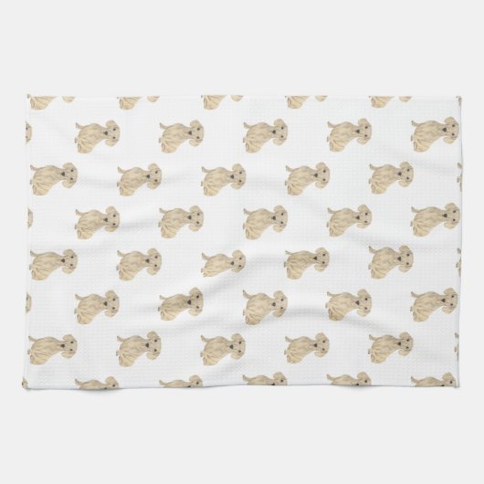 Dackel (glatt, creme) geschirrtuch (Horizontal)