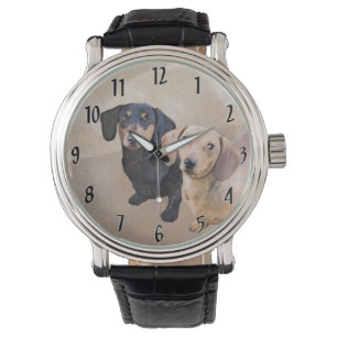 Dackel (glatt) Gemälde - Originale Hundekunst Armbanduhr