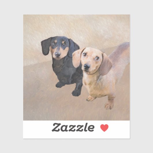 Dackel (glatt) Gemälde - Originale Hundekunst Aufkleber (Blatt)