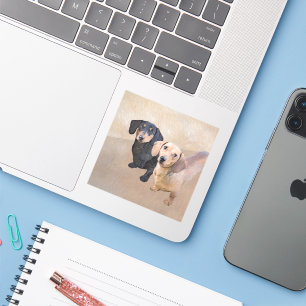 Dackel (glatt) Gemälde - Originale Hundekunst Aufkleber