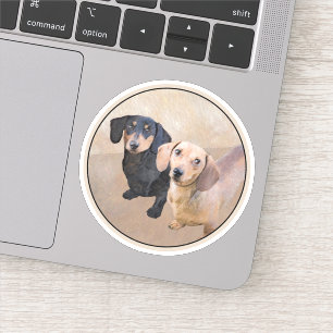 Dackel (glatt) Gemälde - Originale Hundekunst Aufkleber