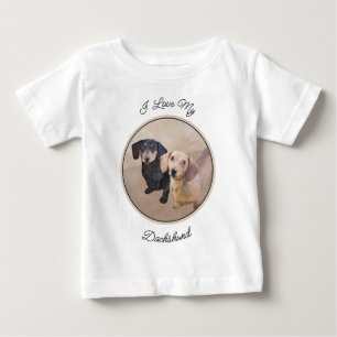 Dackel (glatt) Gemälde - Originale Hundekunst Baby T-shirt