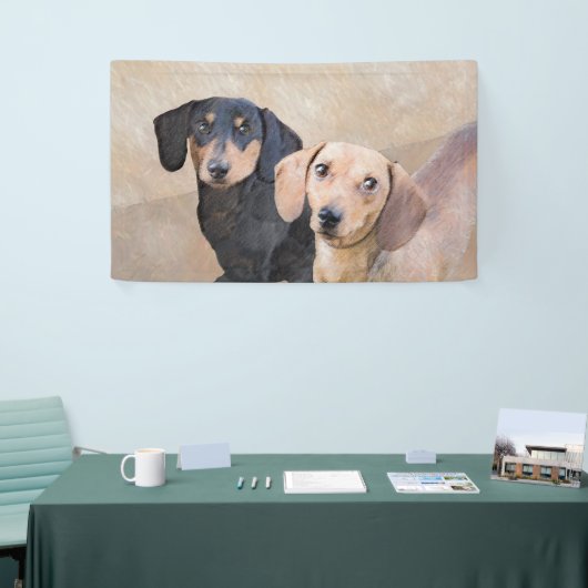 Dackel (glatt) Gemälde - Originale Hundekunst Banner (Messeveranstaltung)