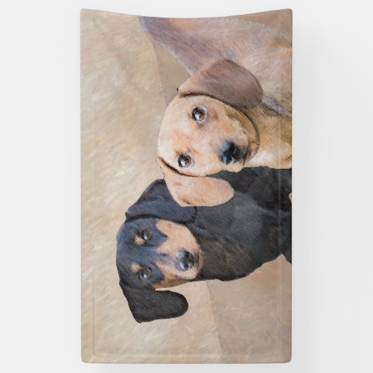 Dackel (glatt) Gemälde - Originale Hundekunst Banner (Vertikal)