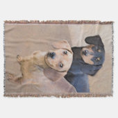 Dackel (glatt) Gemälde - Originale Hundekunst Decke (Vorderseite)