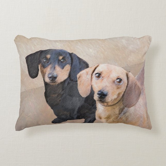 Dackel (glatt) Gemälde - Originale Hundekunst Dekokissen (Vorderseite)