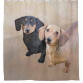 Dackel (glatt) Gemälde - Originale Hundekunst Duschvorhang (Vorderseite)