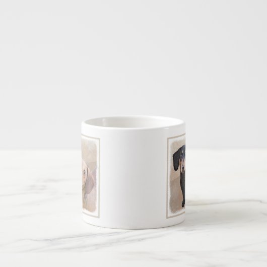 Dackel (glatt) Gemälde - Originale Hundekunst Espressotasse (Vorderseite)