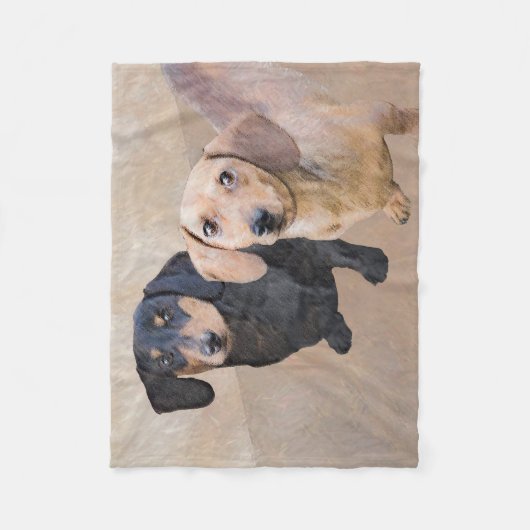 Dackel (glatt) Gemälde - Originale Hundekunst Fleecedecke (Vorderseite)