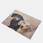 Dackel (glatt) Gemälde - Originale Hundekunst Fußmatte (Schrägansicht)