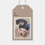 Dackel (glatt) Gemälde - Originale Hundekunst Geschenkanhänger (Vorderseite)