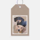 Dackel (glatt) Gemälde - Originale Hundekunst Geschenkanhänger (Rückseite)