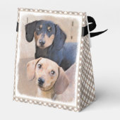 Dackel (glatt) Gemälde - Originale Hundekunst Geschenkschachtel (Rückseite)