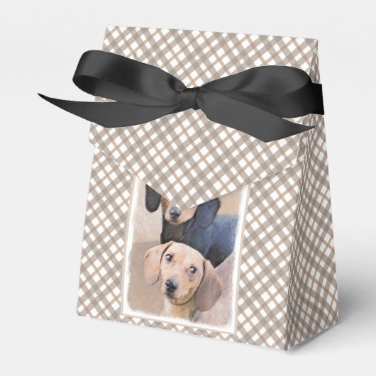 Dackel (glatt) Gemälde - Originale Hundekunst Geschenkschachtel (Vorderseite)