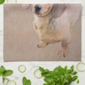 Dackel (glatt) Gemälde - Originale Hundekunst Geschirrtuch (Gefaltet)