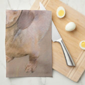 Dackel (glatt) Gemälde - Originale Hundekunst Geschirrtuch (Viertel Falte)