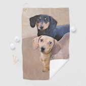 Dackel (glatt) Gemälde - Originale Hundekunst Golfhandtuch (Insitu)