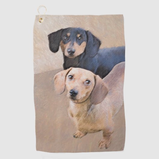 Dackel (glatt) Gemälde - Originale Hundekunst Golfhandtuch (Vorderseite)