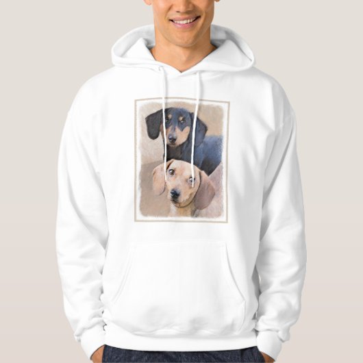 Dackel (glatt) Gemälde - Originale Hundekunst Hoodie (Vorderseite)