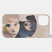 Dackel (glatt) Gemälde - Originale Hundekunst iPhone Hülle (Rückseite (Horizontal))