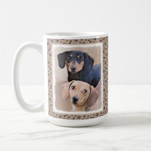 Dackel (glatt) Gemälde - Originale Hundekunst Kaffeetasse (Links)