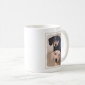 Dackel (glatt) Gemälde - Originale Hundekunst Kaffeetasse (VorderseiteRechts)