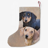 Dackel (glatt) Gemälde - Originale Hundekunst Kleiner Weihnachtsstrumpf (Rückseite)