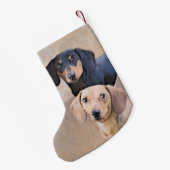 Dackel (glatt) Gemälde - Originale Hundekunst Kleiner Weihnachtsstrumpf (Rückseite (Hängend))