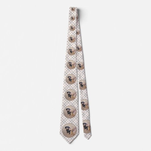 Dackel (glatt) Gemälde - Originale Hundekunst Krawatte (Vorderseite)