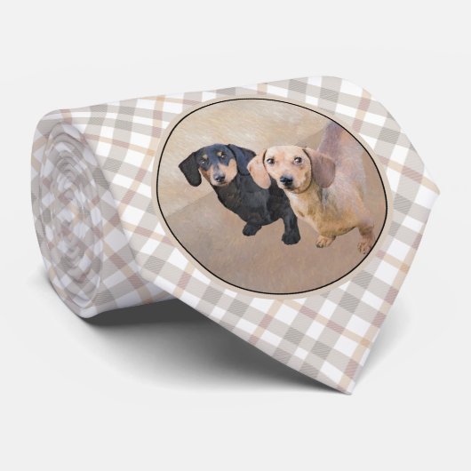 Dackel (glatt) Gemälde - Originale Hundekunst Krawatte (Gerollt)