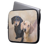 Dackel (glatt) Gemälde - Originale Hundekunst Laptopschutzhülle (Vorderseite Links)