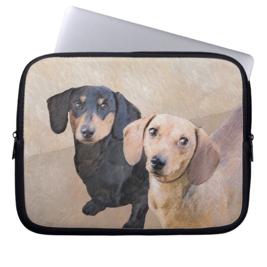 Dackel (glatt) Gemälde - Originale Hundekunst Laptopschutzhülle (Vorderseite)