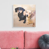 Dackel (glatt) Gemälde - Originale Hundekunst Leinwanddruck (Insitu (Wohnzimmer))