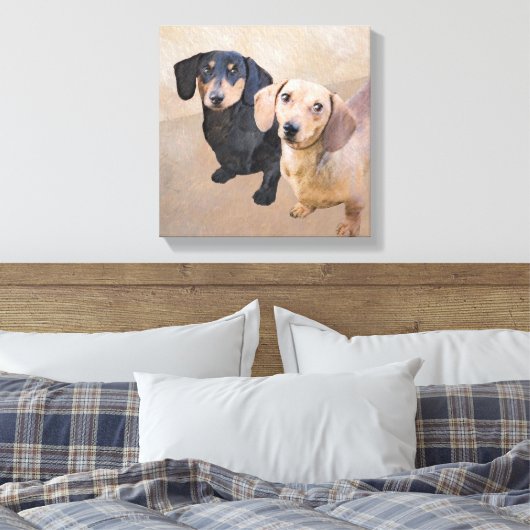Dackel (glatt) Gemälde - Originale Hundekunst Leinwanddruck (Insitu (Schlafzimmer))