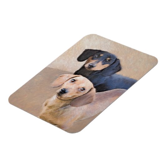 Dackel (glatt) Gemälde - Originale Hundekunst Magnet (Linke Seite)
