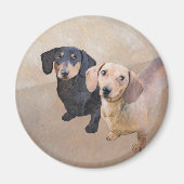 Dackel (glatt) Gemälde - Originale Hundekunst Magnet (Vorne)