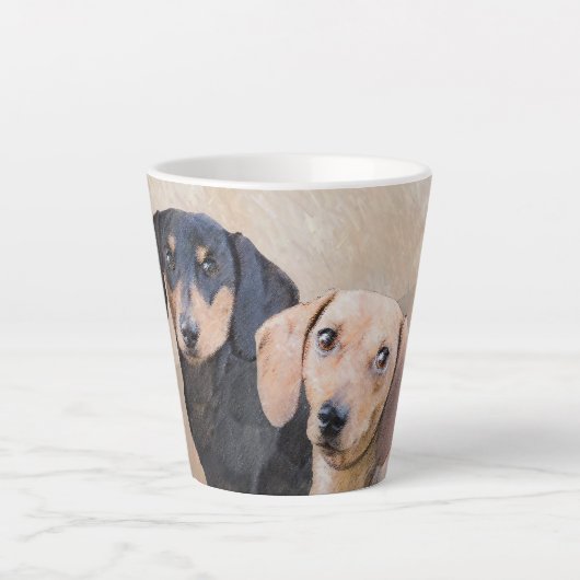 Dackel (glatt) Gemälde - Originale Hundekunst Milchtasse (Vorderseite)