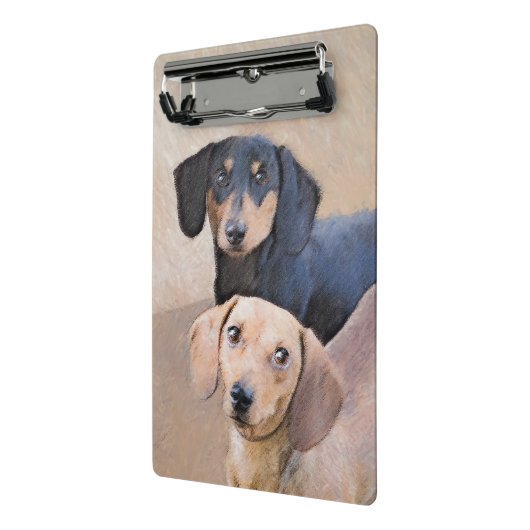 Dackel (glatt) Gemälde - Originale Hundekunst Mini Klemmbrett (Gewinkelt2)