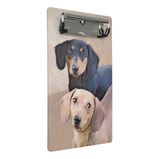 Dackel (glatt) Gemälde - Originale Hundekunst Mini Klemmbrett (Schrägansicht)