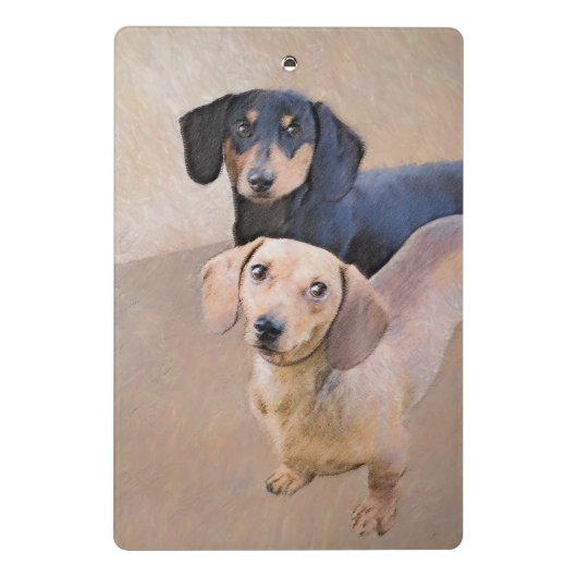 Dackel (glatt) Gemälde - Originale Hundekunst Mini Klemmbrett (Rückseite)