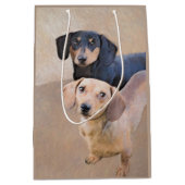 Dackel (glatt) Gemälde - Originale Hundekunst Mittlere Geschenktüte (Vorderseite)