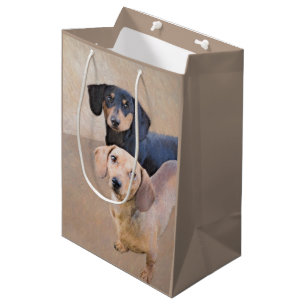 Dackel (glatt) Gemälde - Originale Hundekunst Mittlere Geschenktüte
