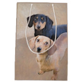 Dackel (glatt) Gemälde - Originale Hundekunst Mittlere Geschenktüte (Rückseite)