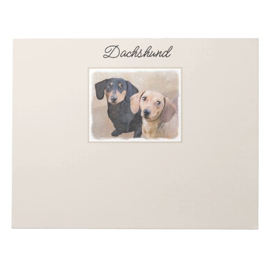 Dackel (glatt) Gemälde - Originale Hundekunst Notizblock (Vorderseite)
