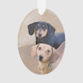 Dackel (glatt) Gemälde - Originale Hundekunst Ornament (Rückseite)