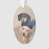 Dackel (glatt) Gemälde - Originale Hundekunst Ornament (Vorderseite)